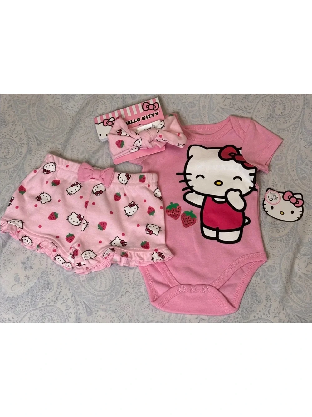 Hello Kitty Strawberry Infant Shorts Set with Headband